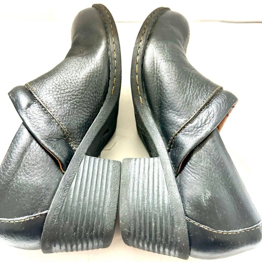 WOMENS BORN BLACK LEATHER SLIP ON CLOGS SHOES SZ US 7.5 - Picture 4 of 8